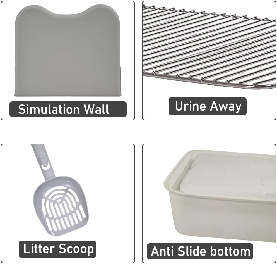 Dog Potty Tray - Dog Toilet for Small to Medium Dogs | Pet Plastic Puppy Training Seat with Splash Proof Design, Stainless Steel Grid & Detachable Pee Post | Indoor & Outdoo