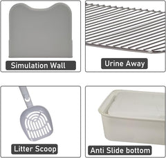 Dog Potty Tray - Dog Toilet for Small to Medium Dogs | Pet Plastic Puppy Training Seat with Splash Proof Design, Stainless Steel Grid & Detachable Pee Post | Indoor & Outdoo