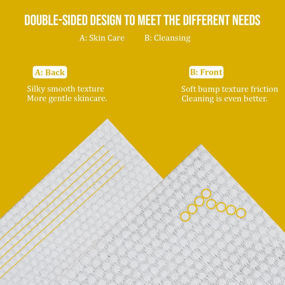 Disposable facial towel with Wall-mount and Pull-out design, Facial tissue for Cleaning, Skincare, and Makeup removal, 100% Cotton dry wipes, Ideal for All skin types 20 cm (Yellow)