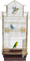 Golden bird cage with Removable tray, Food container and Perches, 104 cm Metal bird house for small to medium birds, Portable cage with Swing, Convenient Handle and Indoor-Outdoor Cage