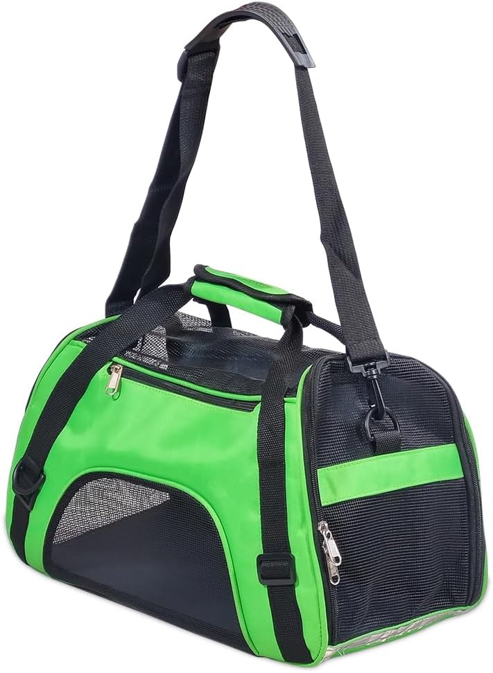 Pet carrier bag with Breathable mesh, Portable, Easy handle and Adjustable shoulder strap, Pet travel bag for cats & small dogs, Comfortable mat and Storage pocket, Ideal for Outdoor, 42 cm