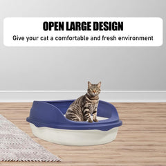 Semi-enclosed cat litter box with Splash-proof design, Detachable design, and Litter scoop, Durable plastic cat litter box for medium to large cats, Ideal for indoor/outdoor use 52 cm