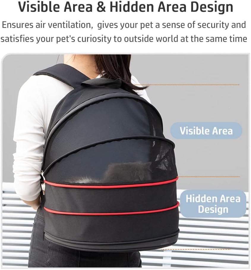 Pet carrier bag for cats and small dogs, Expandable cat backpack with Removable mat, Durable zipper, Ventilated mesh, and Adjustable shoulder straps, Ideal for Outdoor traveling 48 cm