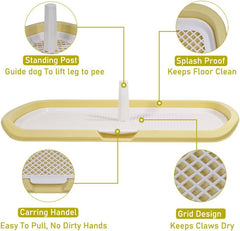 Dog potty training toilet for medium to large dogs, Durable plastic dog training pad holder with Detachable pee post, Carrying handle, and Grid design, Ideal for indoor & outdoor 66 cm