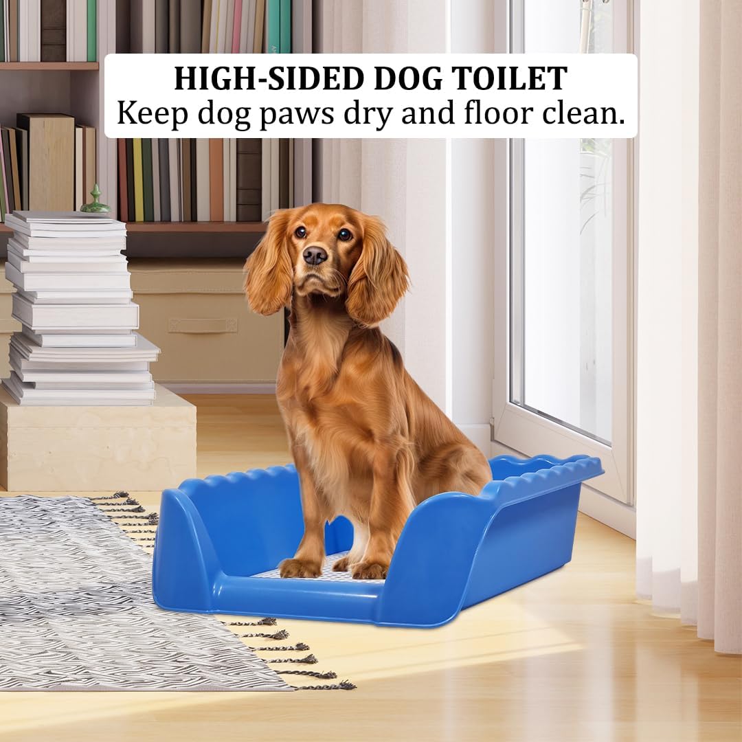 Dog training tray with Raised fence, Column design, and Detachable grid, Splash-proof pet potty for medium to large dogs, Ideal for training & Daily use, Easy to clean 53 cm