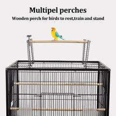Bird cage open -top standing bird with removable tray, Multiple feeding bowls and, Perches,Wrought Iron bird cage for Lovebird, Cockatiel, and small sized birds 95cm (Black)