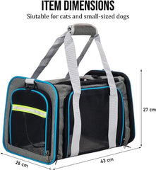 Cat Carrier Bag | Pet Travel Carrier with Breathable Design, Anti-Scratch Mesh, Shoulder Strap | Side Pockets & Zipper | Ideal for Travel | Small To large Cats