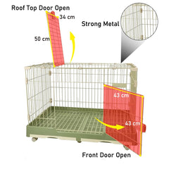 MAJIBAO Dog Cage Indoor - Pet Playpen Cage with Double Door and Drawer Tray, Sturdy Carbon Steel Design for Medium Dogs and Cats, Indoor/Outdoor Use (Green, 100 cm)