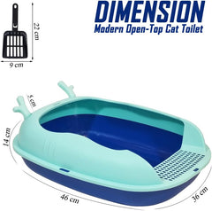 Enclosed cat litter box with Scoop, Durable plastic & High sided, 46 cm Kitty litter tray with Removable Grid, Anti-splash, Detachable and Easy to clean, Ideal for Kitten to large Indoor cats