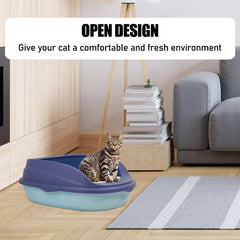 Semi-enclosed cat litter box for medium-sized cats, Durable plastic cat toilet with Splash-proof design, Detachable design, and Litter scoop, Ideal for indoor/outdoor use 46 cm