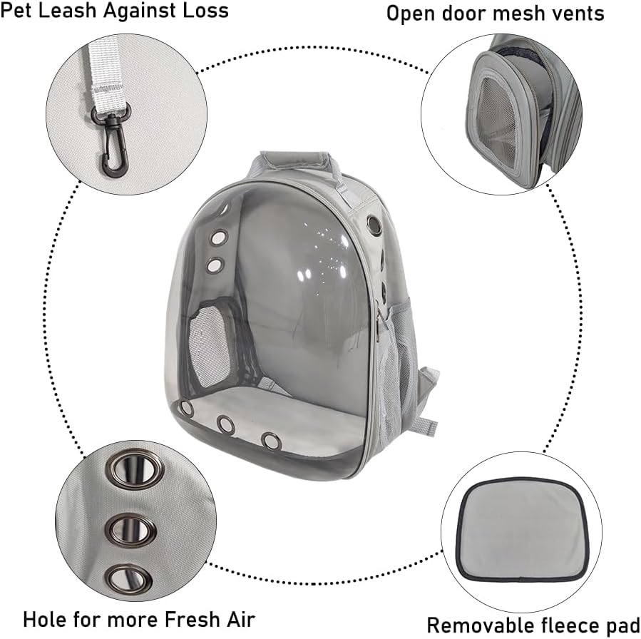 Pet backpack, Transparent breathable portable carrying bag, Airline-approved for cats and small dogs, Pet carrier designed for Travel, Hiking, and shopping outdoor