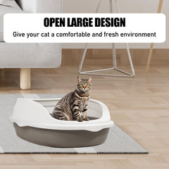 Semi-enclosed cat litter box with Splash-proof design, Detachable design, and Litter scoop, Durable plastic cat litter box for medium to large cats, Ideal for indoor/outdoor use 52 cm
