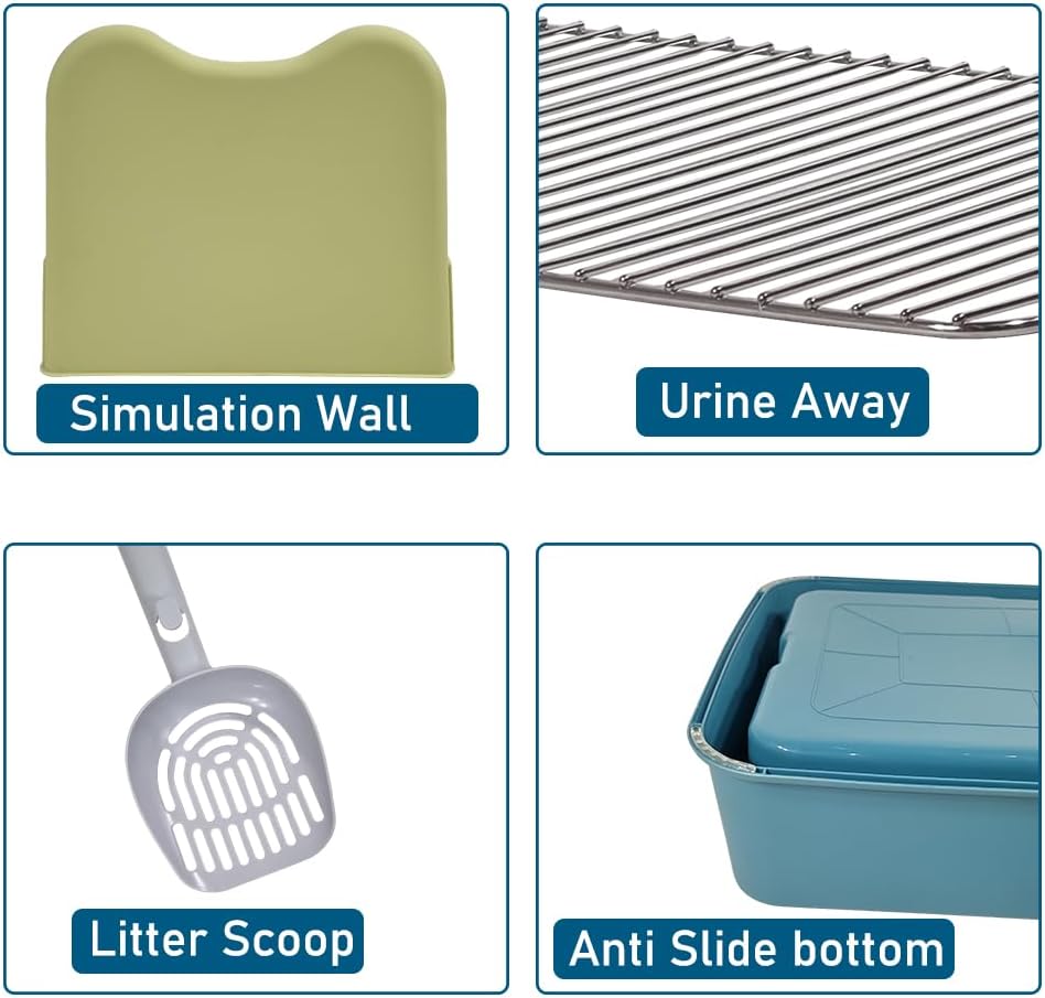 Dog Potty Tray - Dog Toilet for Small to Medium Dogs | Pet Plastic Puppy Training Seat with Splash Proof Design, Stainless Steel Grid & Detachable Pee Post | Indoor & Outdoo