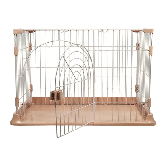 Cat Cage | Metal Wire Pet Cage for Cats & Small Dogs, Single-layer Cat Cage with Splash-proof base and Spring door lock, Ideal for Indoor/Outdoor Use, Easy to Aassemble (Pink, 84cm)