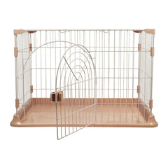 Cat Cage | Metal Wire Pet Cage for Cats & Small Dogs, Single-layer Cat Cage with Splash-proof base and Spring door lock, Ideal for Indoor/Outdoor Use, Easy to Aassemble (Pink, 84cm)