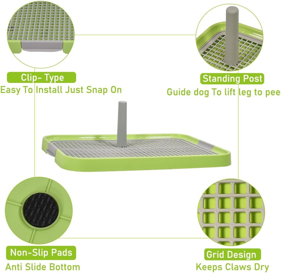 Pet training dog toilet, Durable plastic pee pad holder with Detachable pee post, Grid design, and Non-slip bottom, Suitable for small to medium dogs, Ideal for both indoor and outdoor 51 cm