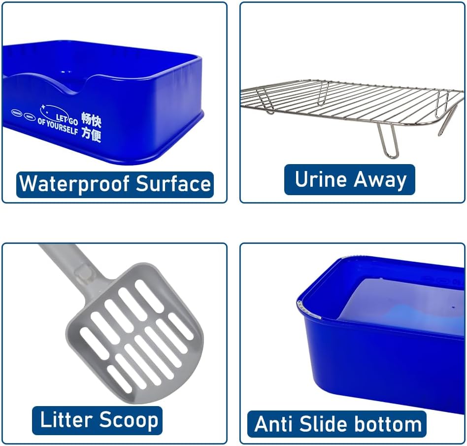 Dog training toilet for small to medium dogs, Detachable dog toilet with Shovel, Stainless steel grid, and Anti-slip pads, Suitable for indoor & outdoor, Leak-proof dog tray 52 cm