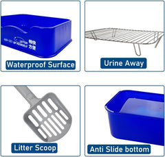 Dog training toilet for small to medium dogs, Detachable dog toilet with Shovel, Stainless steel grid, and Anti-slip pads, Suitable for indoor & outdoor, Leak-proof dog tray 52 cm