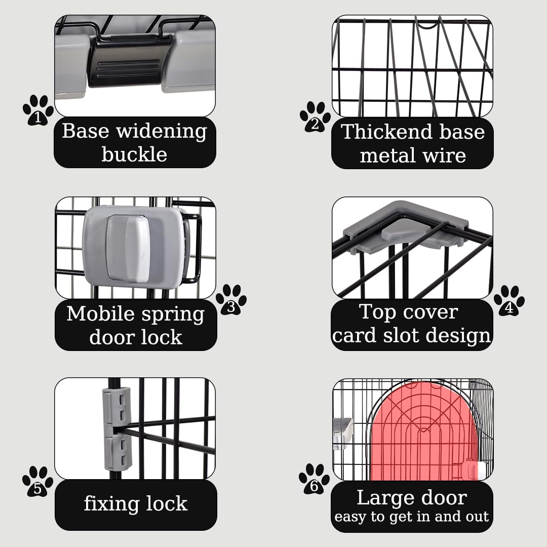NNC PETS Cat Cage Kennel with 2-lockable Doors - 2-Tiier Metal Wire Pet Cat House Playpen for Indoor Cats - Cozy Hammock, Climbing Ladder, Drawer Tray & Universal Wheels, Easy Assembly (Grey, 108 cm)