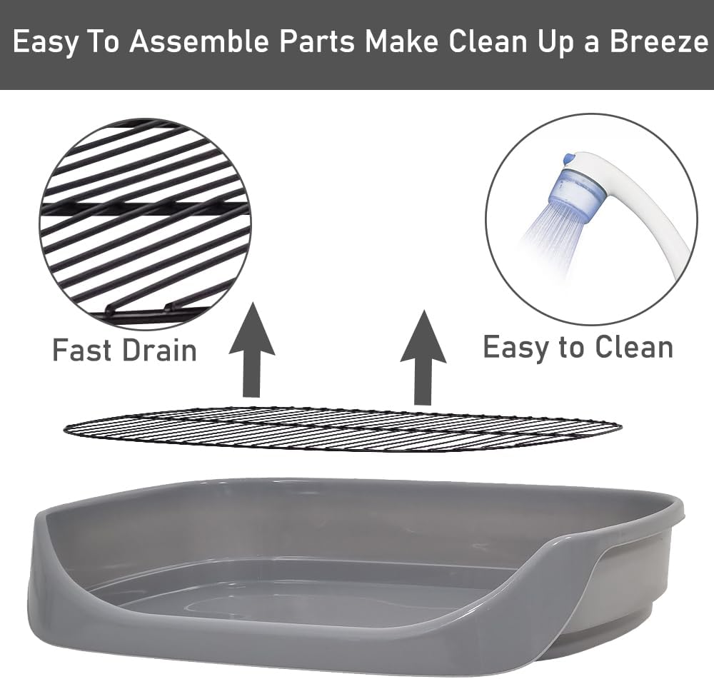 Dog toilet tray with Removable metal grid, Litter scoop, and Leak-proof design, Puppy potty training pad holder for Small to Medium dogs, Ideal for Indoor/Outdoor use, Easy to clean, 48 cm