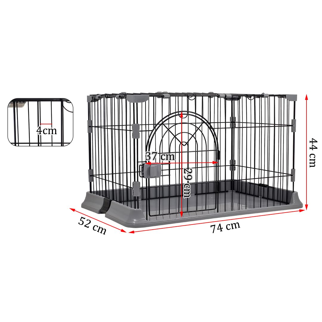 Cat cage with Metal wire and Lockable door, Multi-feature enclosed cat condo for Medium to large cats, Durable construction, Ideal for indoor/outdoor, Easy to assemble 74 cm (Black)
