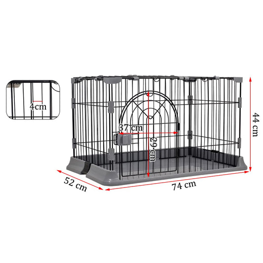 Cat cage with Metal wire and Lockable door, Multi-feature enclosed cat condo for Medium to large cats, Durable construction, Ideal for indoor/outdoor, Easy to assemble 74 cm (Black)