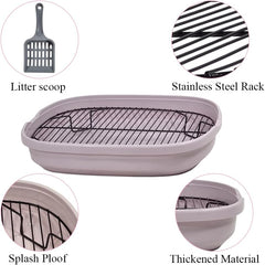 Dog training tray, Splash-proof dog toilet with Stainless steel grid, Raised design, and Litter scoop, Durable plastic dog tray for small to medium dogs, Keep paws dry & Floor clean 47 cm