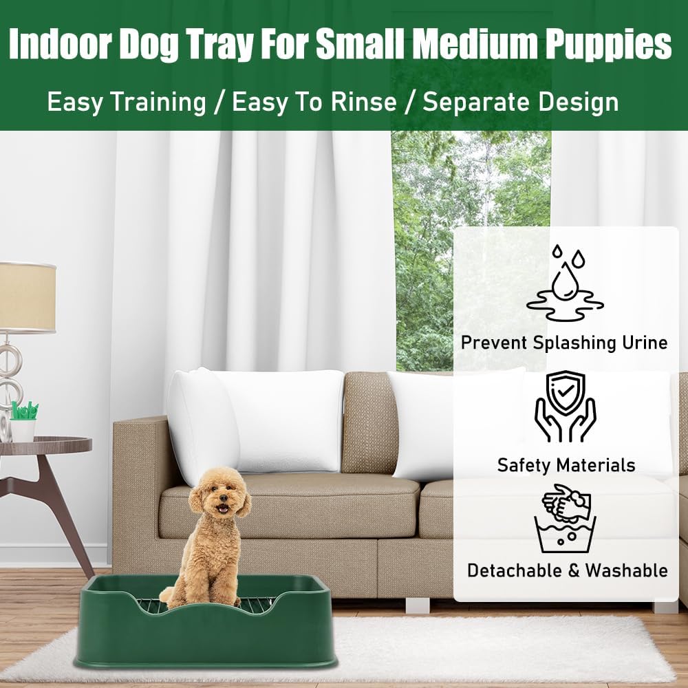 Pet dog toilet with Litter scoop, Stainless steel mesh wire, and Anti-slip bottom, Dog potty tray with training toilet for small to medium dogs, Ideal for indoor & outdoor use 52 cm