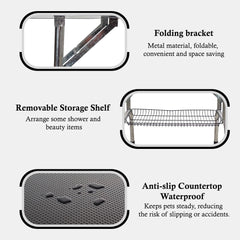 Pet Grooming Table – Heavy-Duty Dog Grooming Table for Dogs & Cats – Adjustable Height, Foldable Design, Storage Shelf & Waterproof Surface, Ideal For Bathing & Grooming, 184cm (Black)