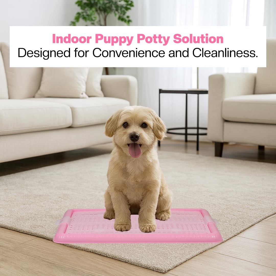 Dog potty training tray with Removable grid, Durable leak-proof puppy toilet pad holder for Small & Medium dogs, Suitable for Indoor/Outdoor use, Easy to clean, 47 cm
