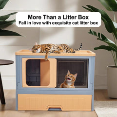 Cat cabinet, Durable 3-layer cat combination litter box with Storage area, Sleeping area, Cat toilet, and Rolling wheels, Durable plastic cat litter box, Ideal for indoor/outdoor use 115 cm