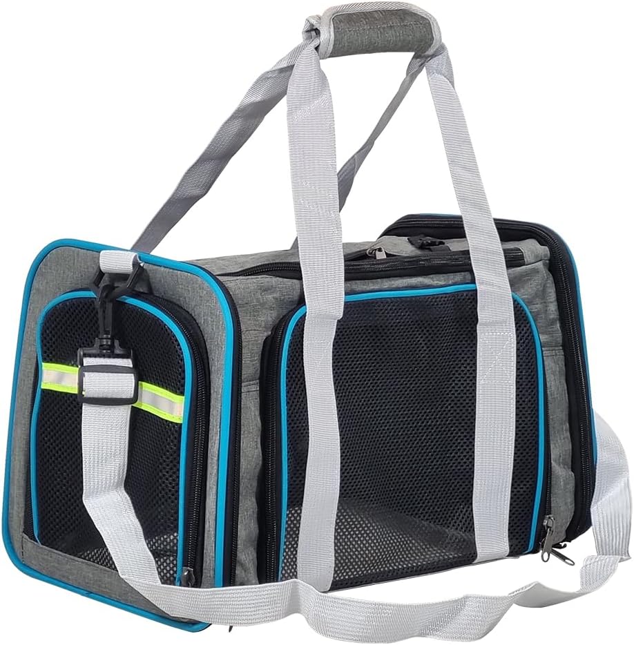 Cat Carrier Bag | Pet Travel Carrier with Breathable Design, Anti-Scratch Mesh, Shoulder Strap | Side Pockets & Zipper | Ideal for Travel | Small To large Cats