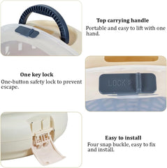 Cat Carrier | Spacious Pet Carrier for Dog & Cats with Safety lock, Handle & Ventilation Holes | Cat Travel Carrier for Outdoor Use with Transparent Design | Easy to Clean