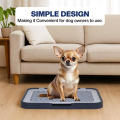 Flat dog toilet for small to medium dogs, Detachable dog training tray with Detachable grid pads holder, Handle design, and Non-slip base, Ideal for Indoor/Outdoor use, 50 cm