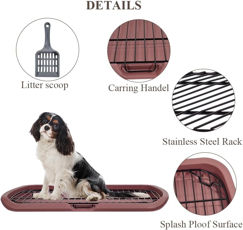 Dog toilet with Sturdy iron mesh, Carrying handle, and Litter scoop, Detachable indoor trainer for medium to large dogs, Flat dog toilet, Ideal for indoor & outdoor use 65 cm, Easy to clean