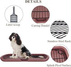Dog toilet with Sturdy iron mesh, Carrying handle, and Litter scoop, Detachable indoor trainer for medium to large dogs, Flat dog toilet, Ideal for indoor & outdoor use 65 cm, Easy to clean