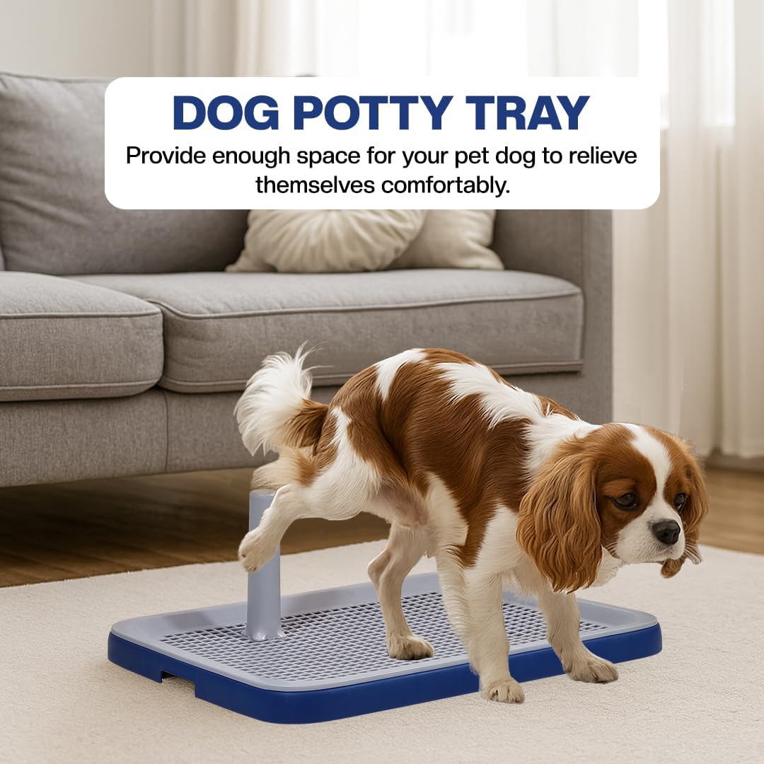 Dog potty training toilet with Pee guide post, Grid design, and Portable design, Durable plastic dog toilet for small to medium dogs, Ideal for Indoor/Outdoor use, 51 cm