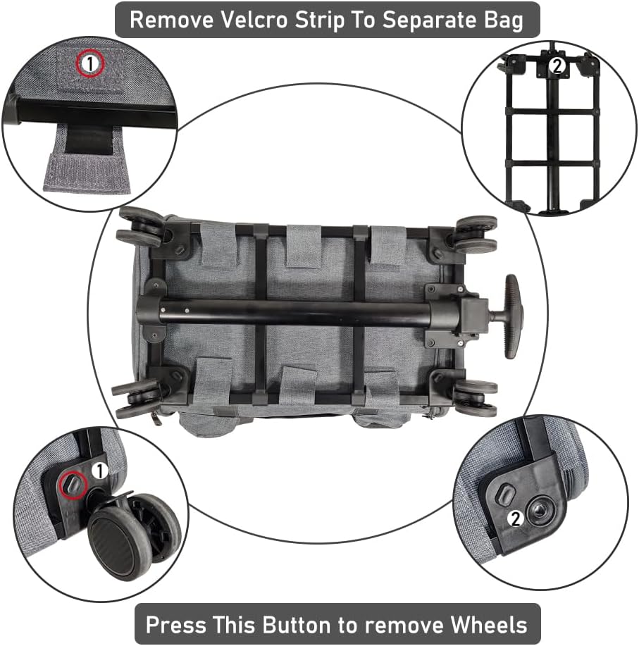 Pet stroller bag, Multifunctional cat & dog rolling luggage bag with Ventilated design, Telescopic handle, Side pockets, Shoulder straps, and Detachable roller wheels, Airline approved 90 cm (Grey)
