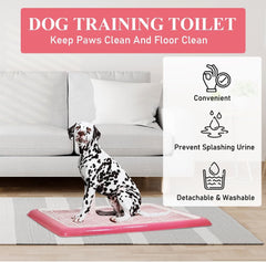 Dog Potty Training Tray - Dog Toilet Pee Pad with Detachable Pee Post - Grid Design & Non-slip Bottom - Indoor/Outdoor Pet Dog Toilet Tray for Large Dogs - Keep Floor Clean 65 cm