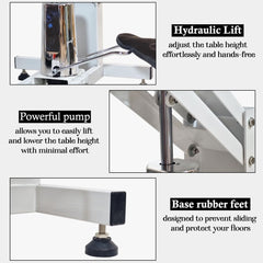 Hydraulic Pet Grooming Table with Pump, Foot lift, and Adjustable feet, Dog grooming table with Adjustable Arm & Secure clamp, Anti-slip Surface and Heavy Duty for all size breeds, 170 cm (White)