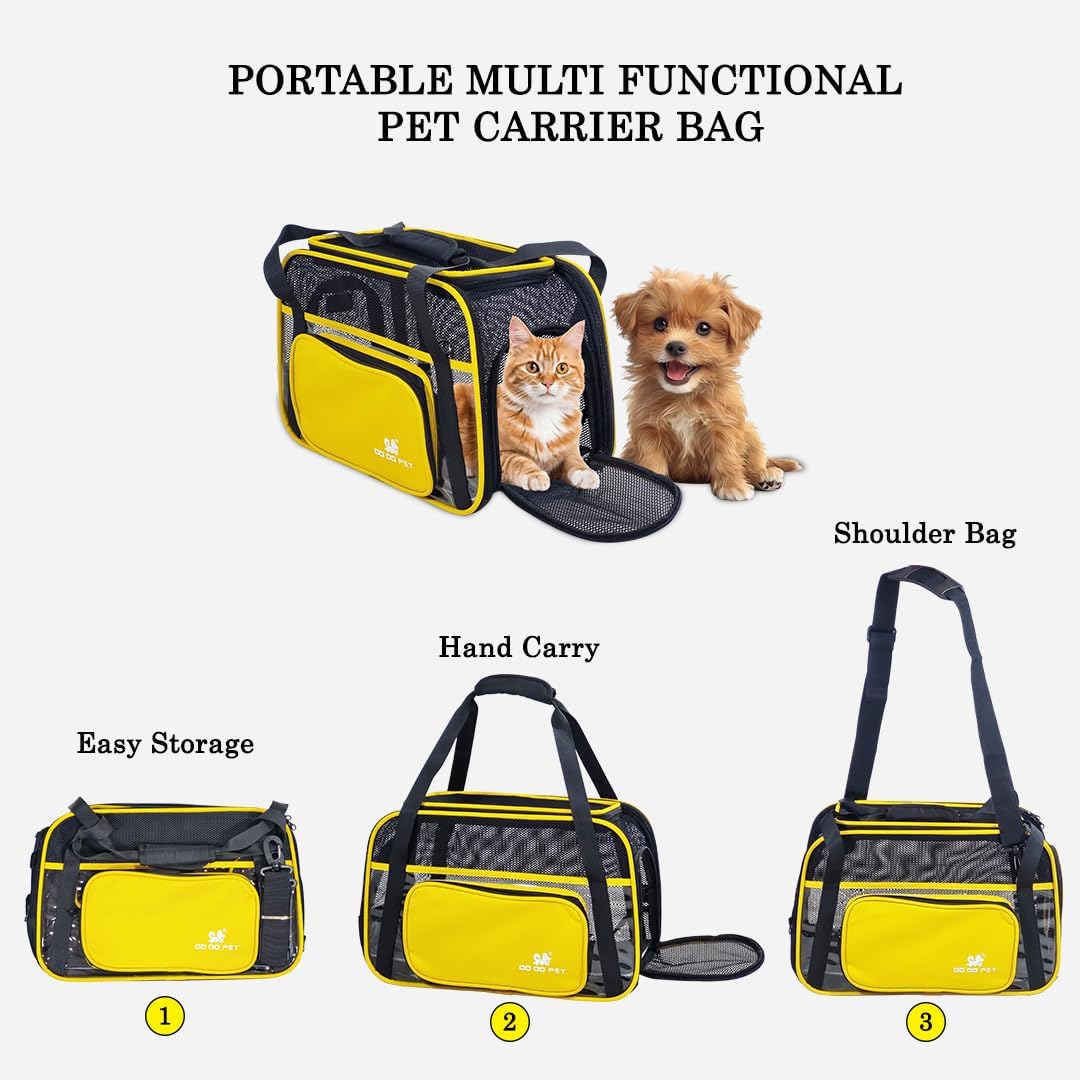 Cat Carrier Bag | Pet Travel Carrier for Dog & Cats with Top Sided Open | Handle & Breathable Mesh, Soft-Sided with Shoulder Strap | Comfortable Mat & Durable Dog Carrier (40cm)