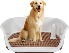 Dog potty tray for medium to large dogs, Durable plastic dog toilet training tray with Raised fence, Pee post, and Detachable design, Ideal for indoor & outdoor, Easy to clean 52 cm