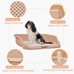 Dog toilet training with Raise edge design, Pee post, and Detachable grid, Durable plastic dog tray for small to medium dogs, Ideal for indoor & outdoor, Leak-proof design 53 cm