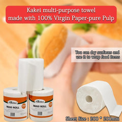 Tissue paper with 2-ply and Super absorbent, Multi-purpose cleaning wipes, Suitable for Home, Restaurant, Travel, and Hotel bathroom, Dust-free toilet paper, 1 Pack of 6 Rolls 53 cm (White)