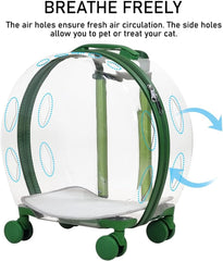 Transparent pet carrier for cats and dogs, Pet stroller with Telescopic handle, Durable zipper, Ventilation holes, and Rolling wheels, Suitable for outdoor activities, 93 cm