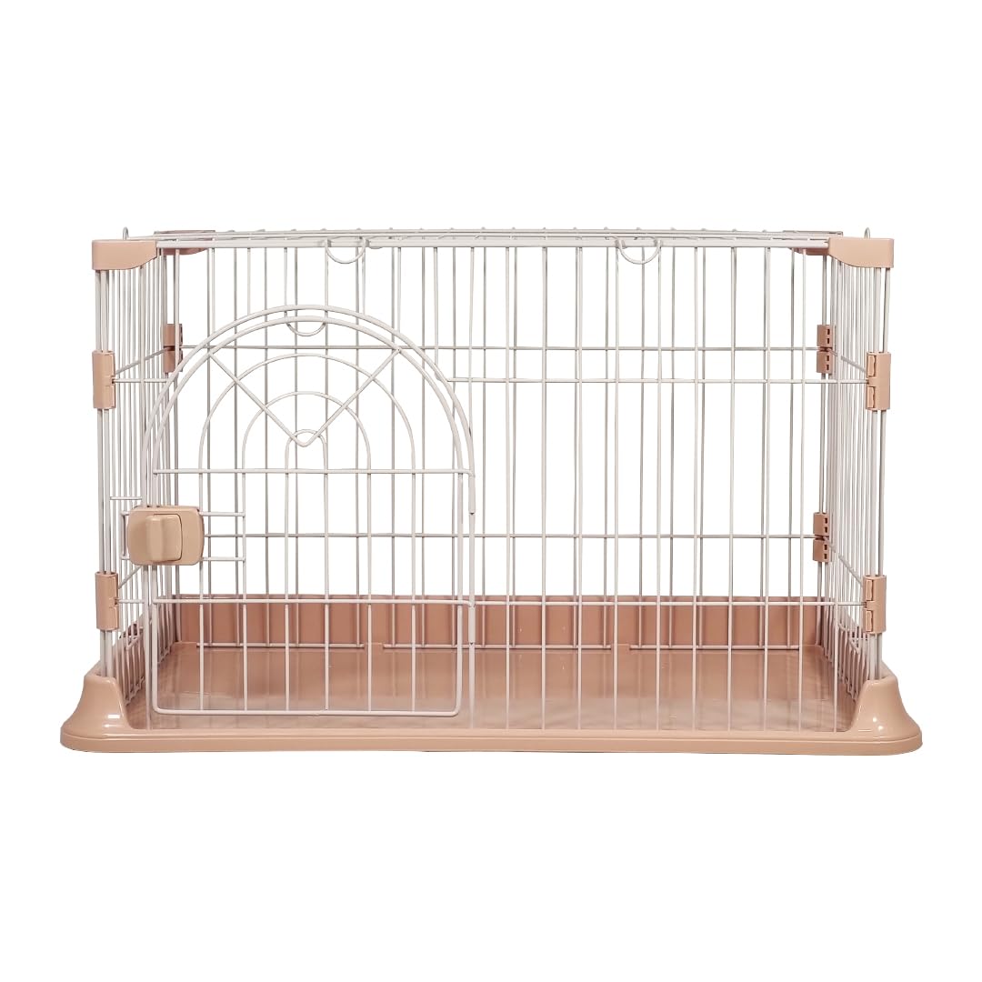 Cat cage with Metal wire and Lockable door, Multi-feature enclosed cat condo for Medium to large cats, Durable construction, Ideal for indoor/outdoor, Easy to assemble 74 cm (Pink)