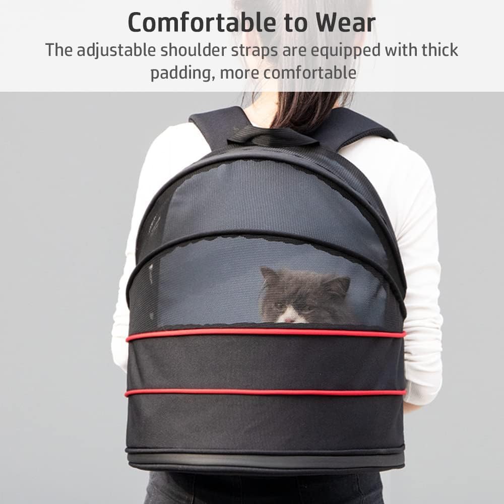 Pet carrier bag for cats and small dogs, Expandable cat backpack with Removable mat, Durable zipper, Ventilated mesh, and Adjustable shoulder straps, Ideal for Outdoor traveling 48 cm