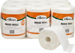 Tissue paper with 2-ply and Super absorbent, Multi-purpose cleaning wipes, Suitable for Home, Restaurant, Travel, and Hotel bathroom, Dust-free toilet paper, 1 Pack of 6 Rolls 53 cm (White)