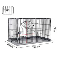 NNC PETS Cat Cage Indoor | Pet Playpen Cage | Metal Wire Single-layer Cat Crate with Splash-Proof Base & Spring Door Lock | Ideal for Indoor/Outdoor Use | Easy to Assemble (Grey, 100cm)