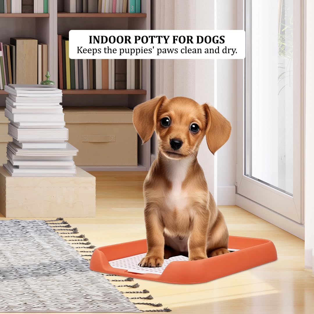 Dog potty toilet training tray for small to medium dogs, Durable plastic dog pee pad with Column design and Detachable grid design, Easy to clean, Ideal for indoor & outdoor 45 cm